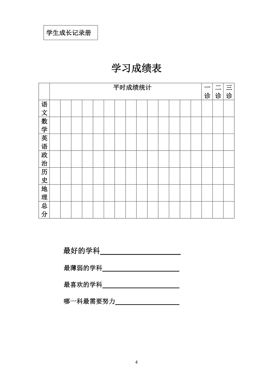 2015学生成长记录册_第4页