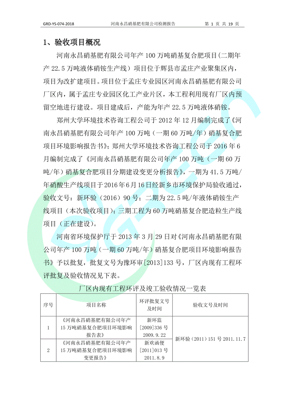 河南永昌硝基肥有限公司年产100万吨硝基复合肥项目(二期年产22.5万吨液体硝铵生产线项目竣工环境保护验收（噪声固废）报告.docx_第4页