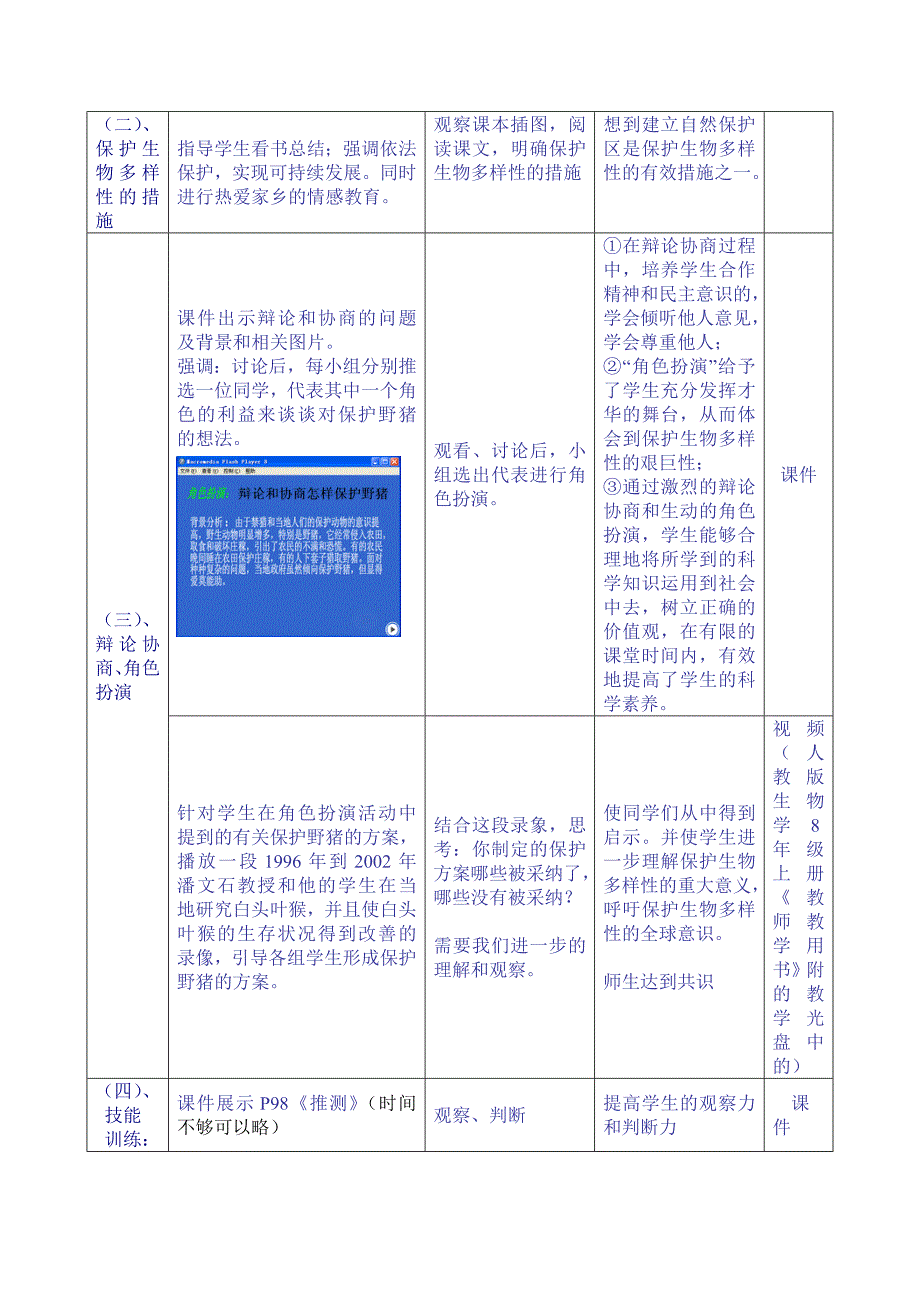 第三章保护生物的多样性的教学设计.doc_第4页