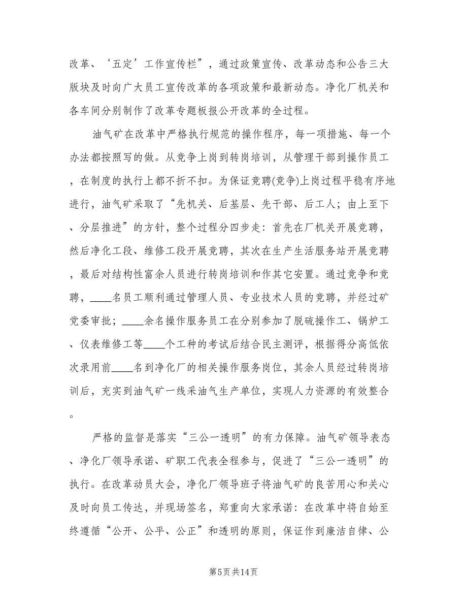 油气矿净化厂机构调整和五定工作总结（二篇）.doc_第5页