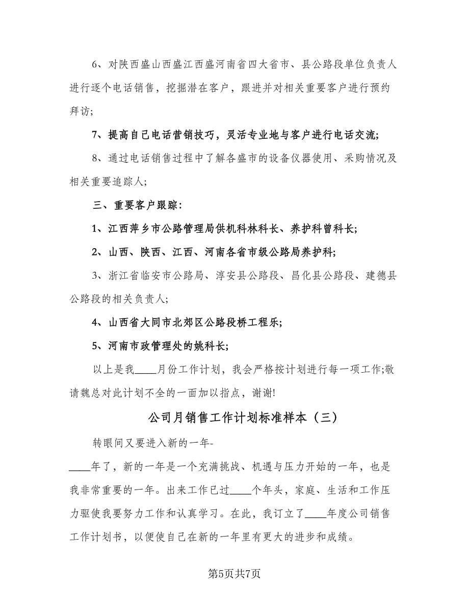 公司月销售工作计划标准样本（三篇）.doc_第5页