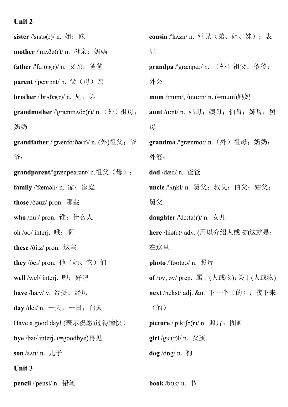 新版人教版七年级上册英语单词表(含音标)_第4页