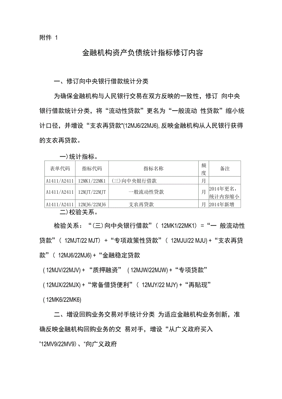 2014年金融机构资产负债统计指标修订内容_第1页