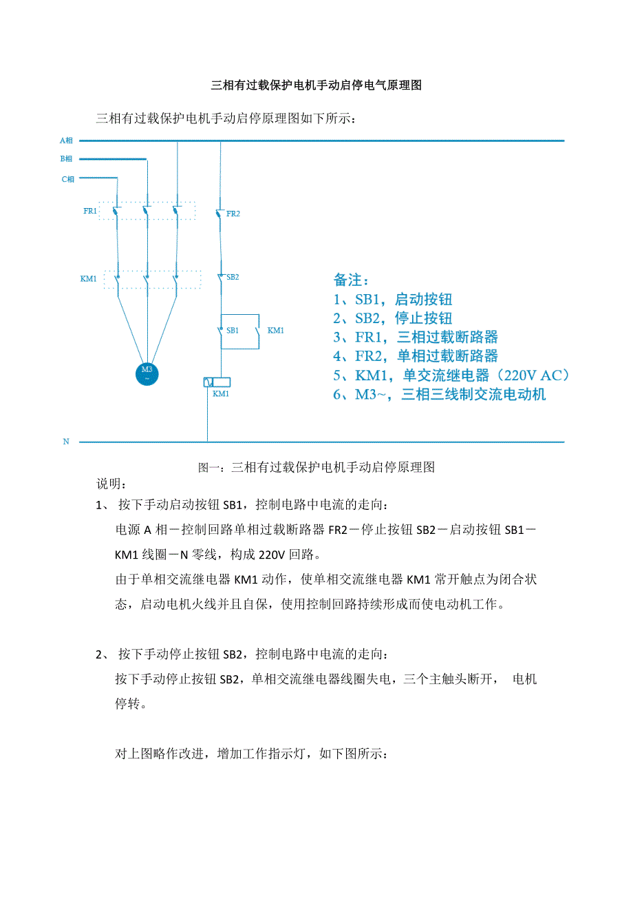 三相有过载保护电机手动启停电气原理图.docx_第1页
