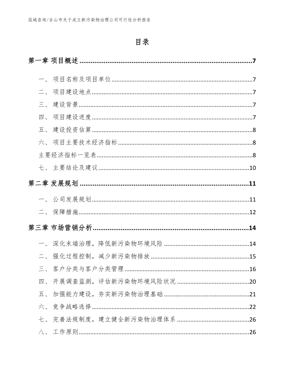 合山市关于成立新污染物治理公司可行性分析报告_模板_第1页