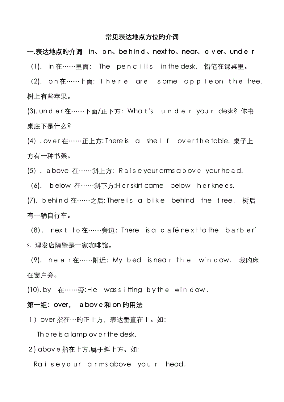 常见表示地点的介词_第1页