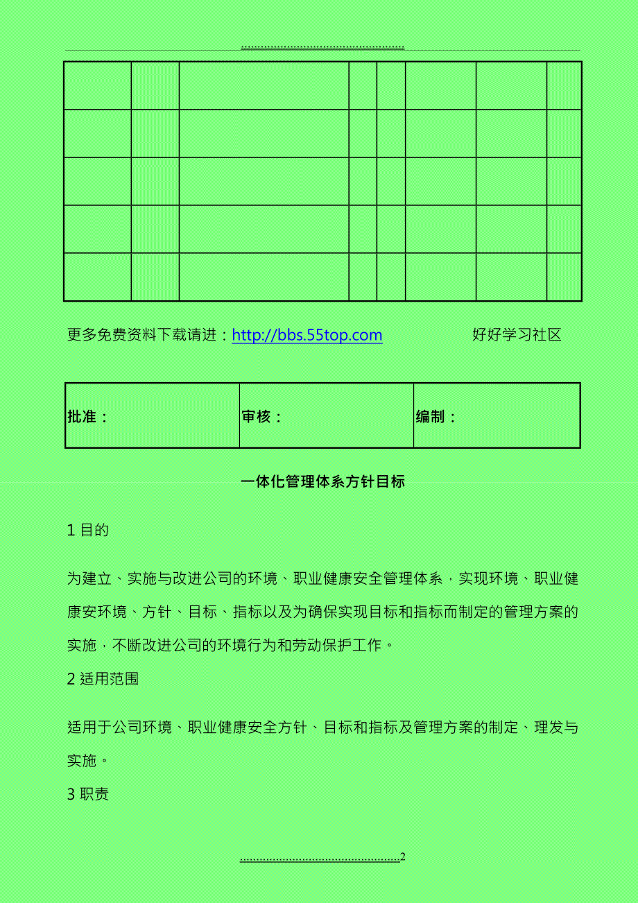 EHS一体化管理体系方针目标_第2页