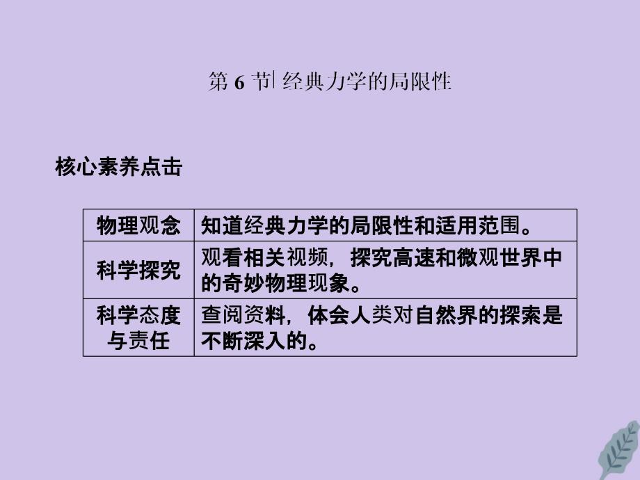 高中物理第六章万有引力与航天第6节经典力学的局限性课件新人教版必修2_第1页