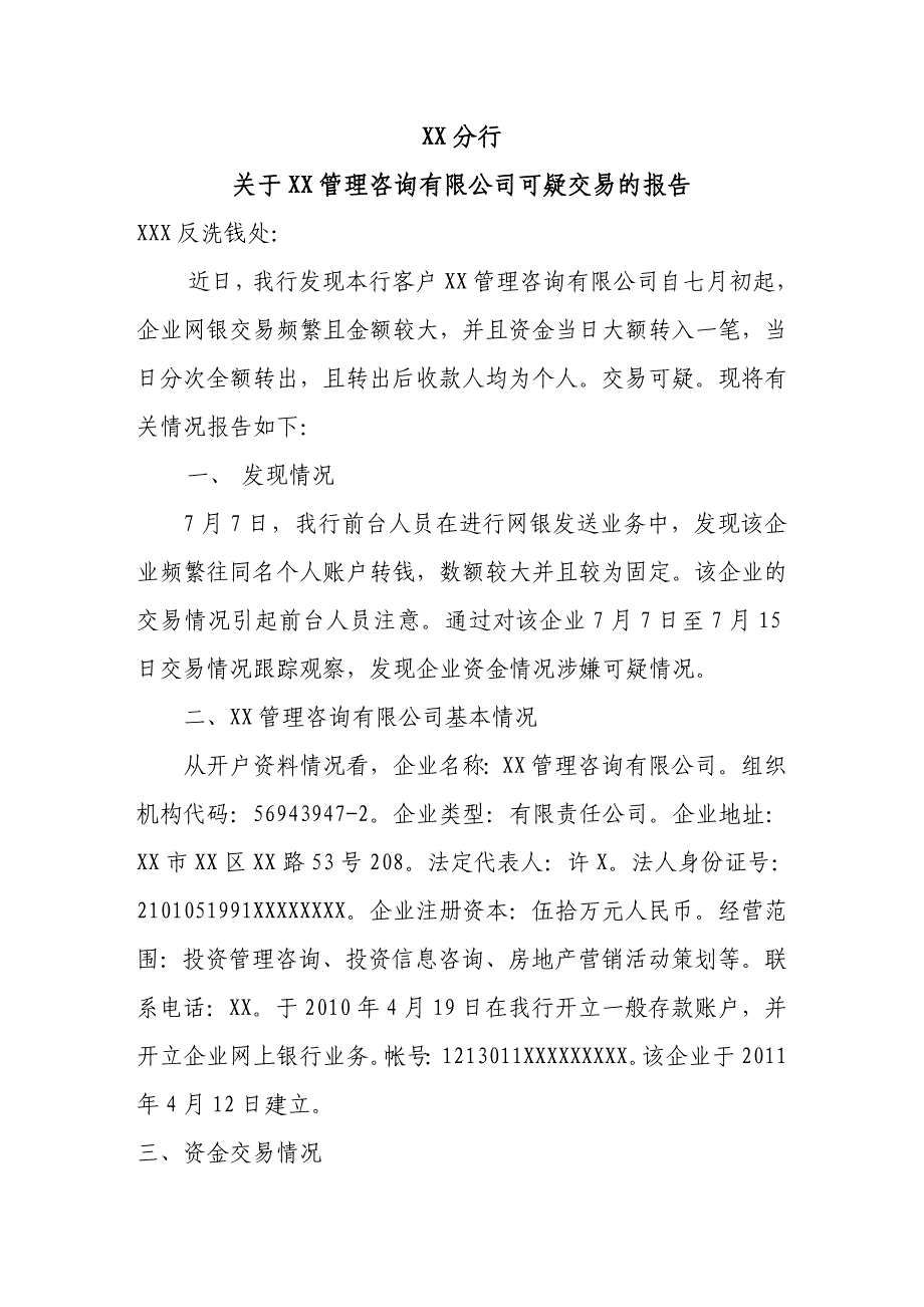 反洗钱重点可疑交易报告模板_第1页