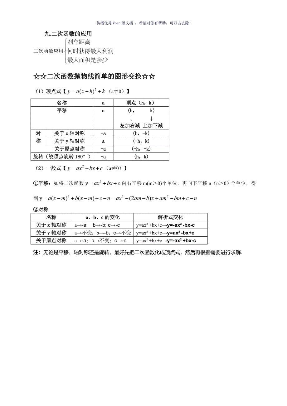 初三数学二次函数知识点总结及经典习题Word版_第5页