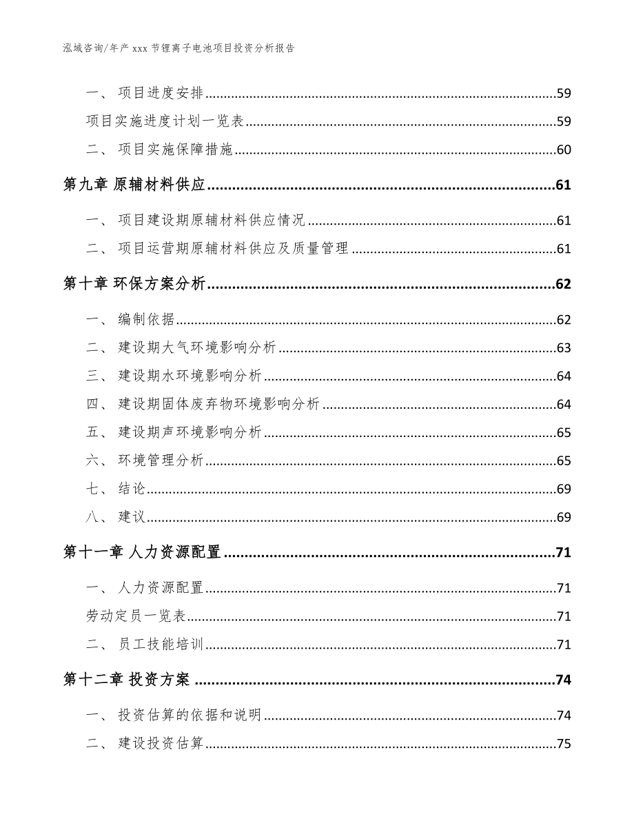 年产xxx节锂离子电池项目投资分析报告模板范本_第4页