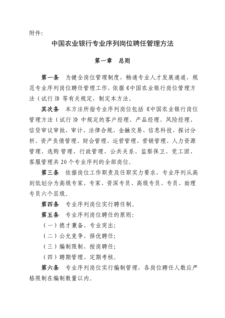 中国农业银行专业序列岗位聘任管理办法_第1页