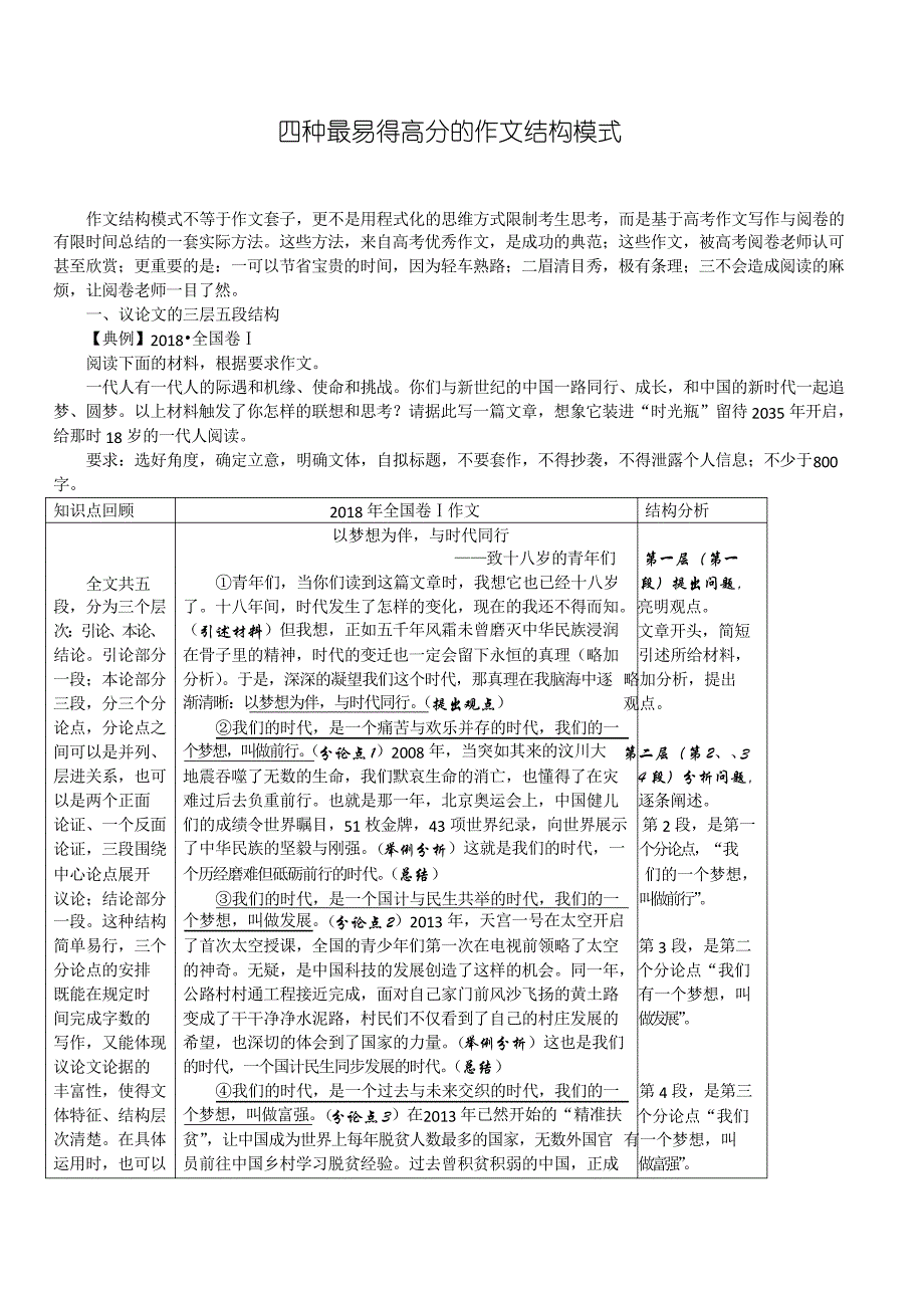四种最易得高分的作文结构模式_第1页