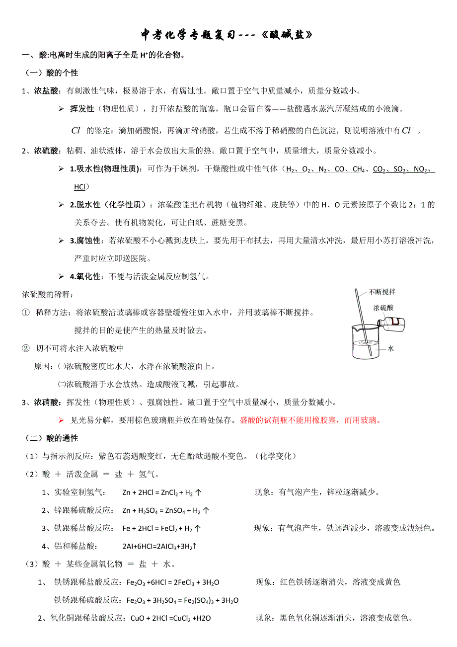 中考化学专题复习---《酸碱盐》(知识点+经典例题+经典习题)--提高篇_第1页