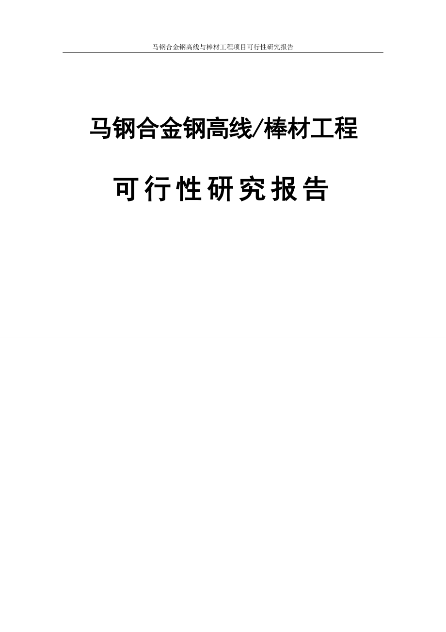 马钢合金钢高线与棒材工程项目投资可行性计划书.doc_第1页