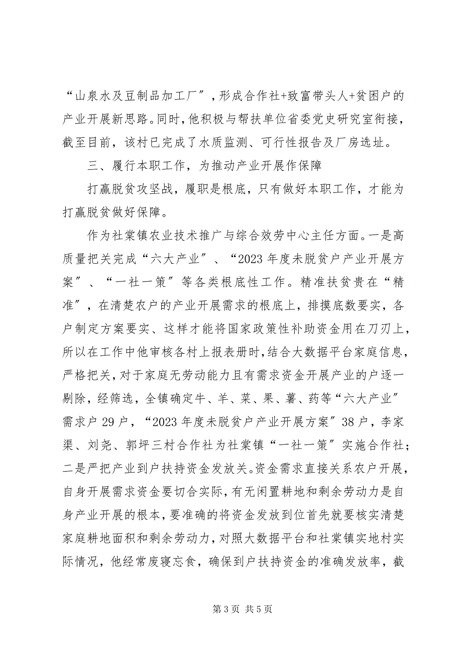 2023年尽心履职写忠诚倾心倾力为民意精准扶贫工作先进个人事迹.docx_第3页