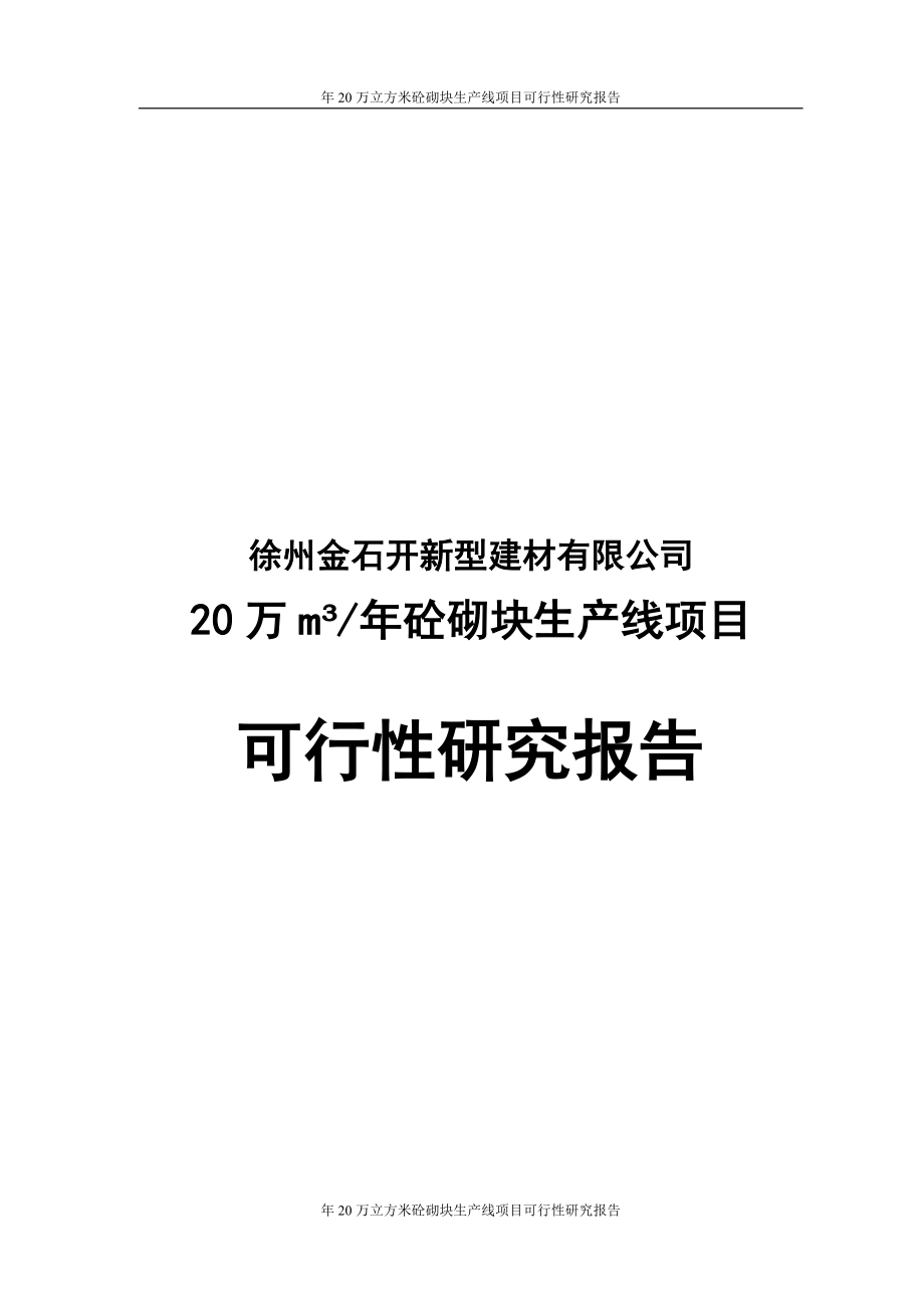 年20万立方米砼砌块生产线项目谋划建议书.doc_第1页