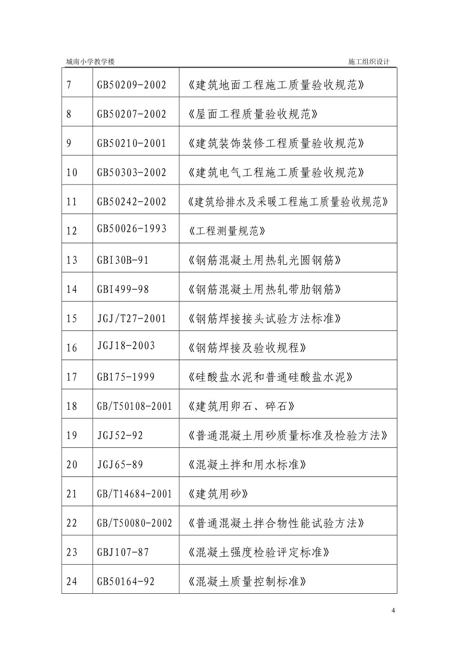 城南小学教学楼施工组织设计_第4页