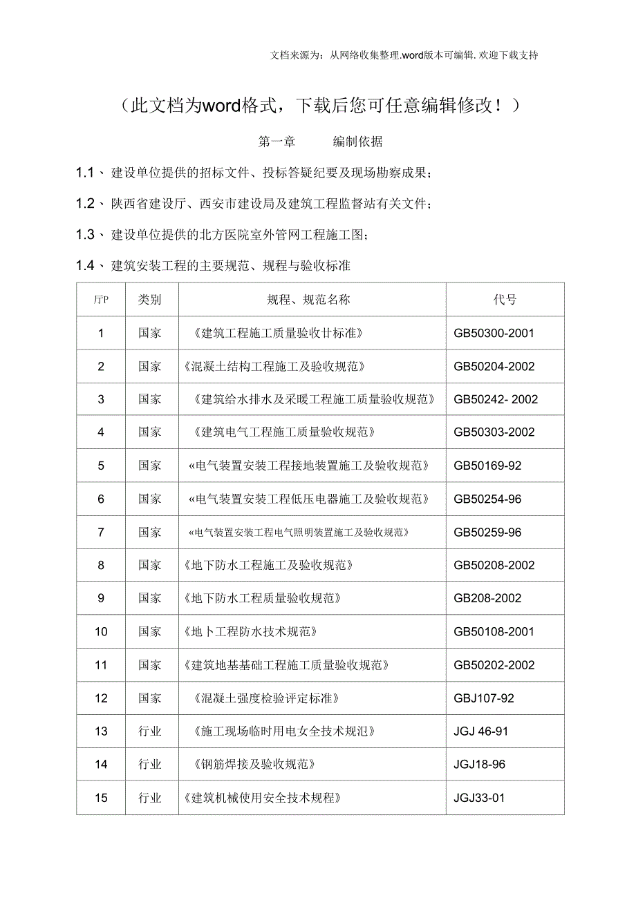 北方医院室外管网工程施工组织设计_第1页