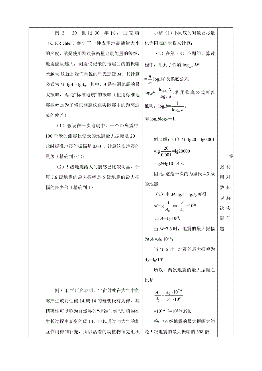 人教A版数学必修一2.2.1对数与对数运算3教案_第4页