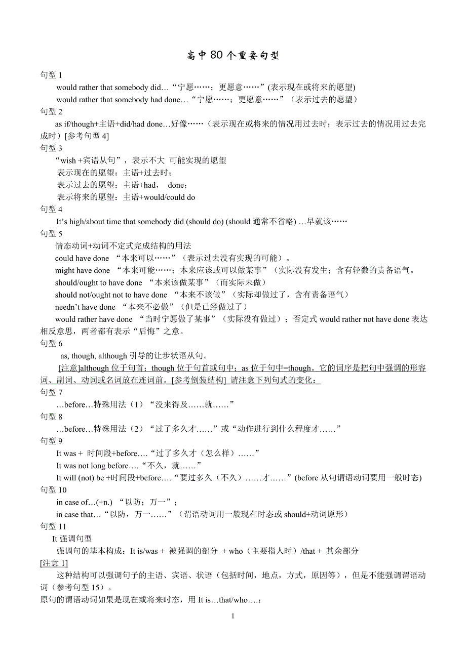 高中80个重要句型(要点).doc_第1页