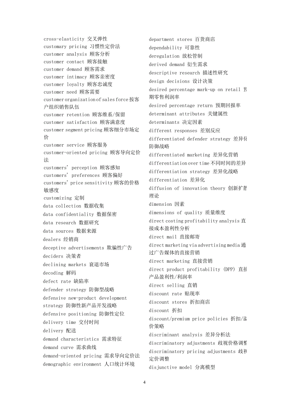 市场营销专业词汇中英文对照表1_第4页