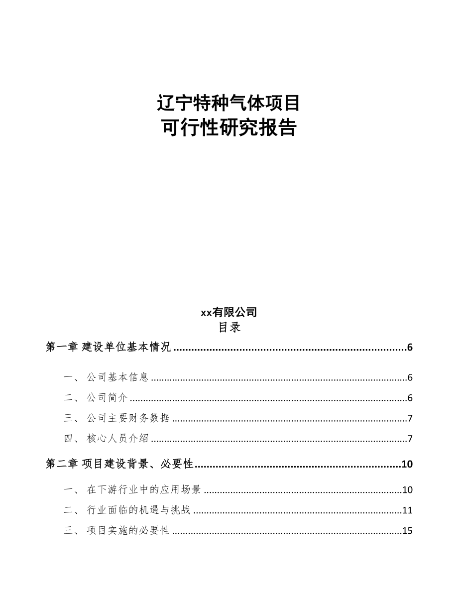 辽宁特种气体项目可行性研究报告模板范文(DOC 74页)_第1页