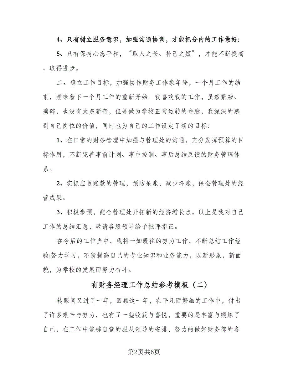 有财务经理工作总结参考模板（二篇）.doc_第2页