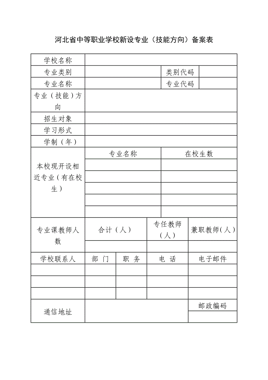 月日交河北省中等职业学校新设专业备案表_第2页