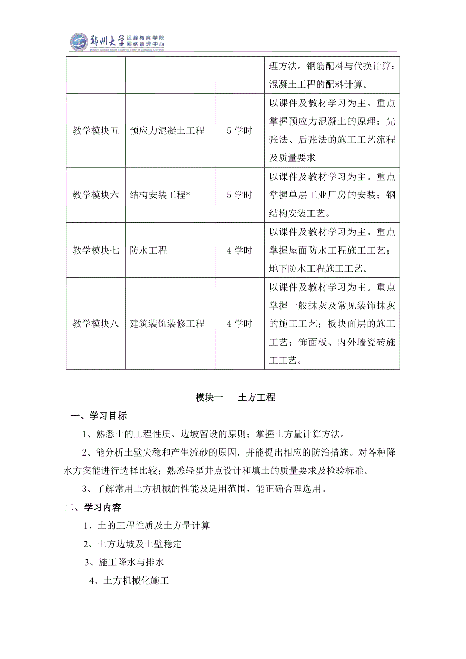 建筑施工技术课程指导书_第3页