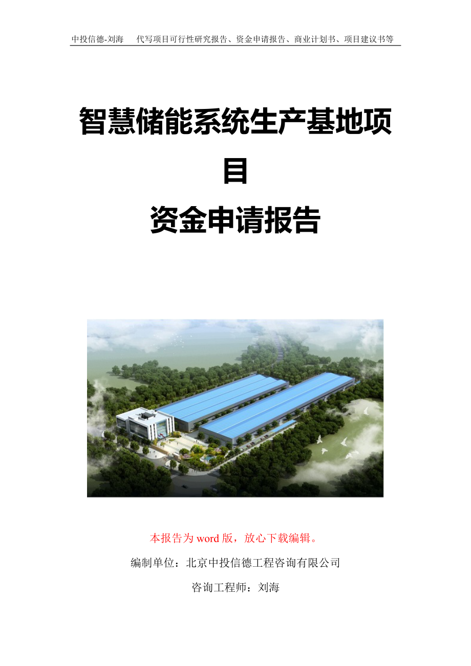 智慧储能系统生产基地项目资金申请报告写作模板定制_第1页