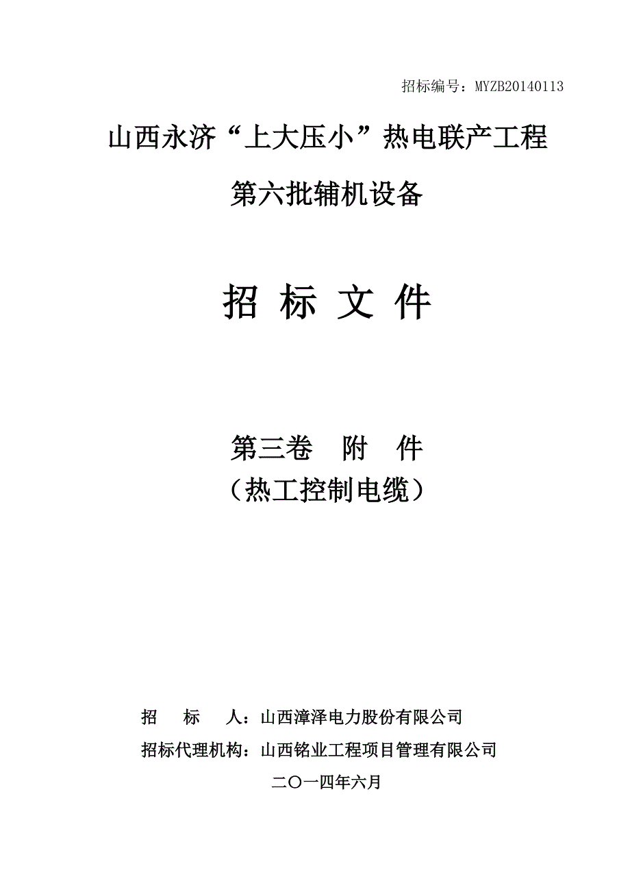 热电联产工程辅机设备招标文件_第1页