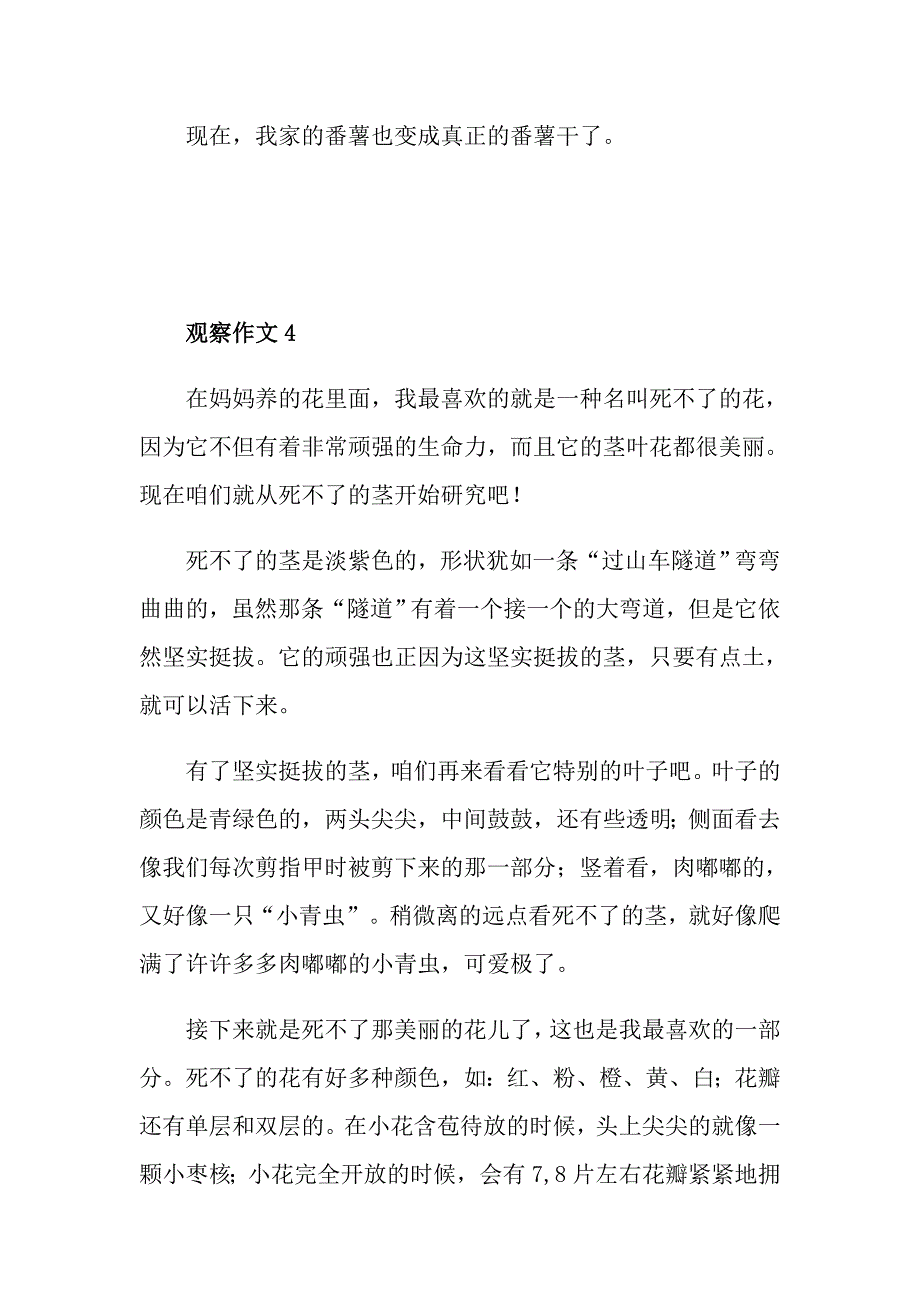 四年级小学生观察作文_第4页