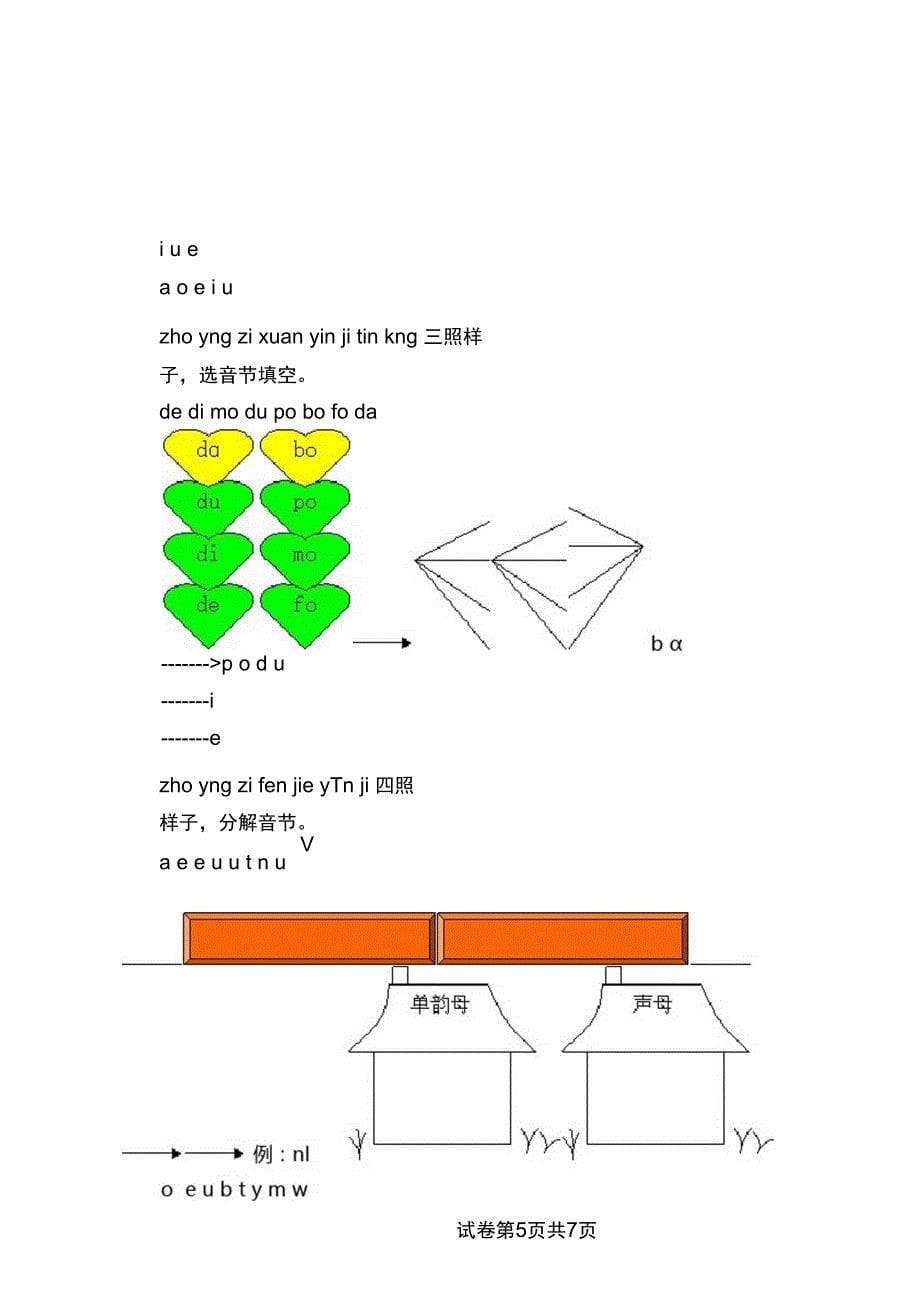 苏教版小学语文一上：汉语拼音第一单元测试卷_第5页