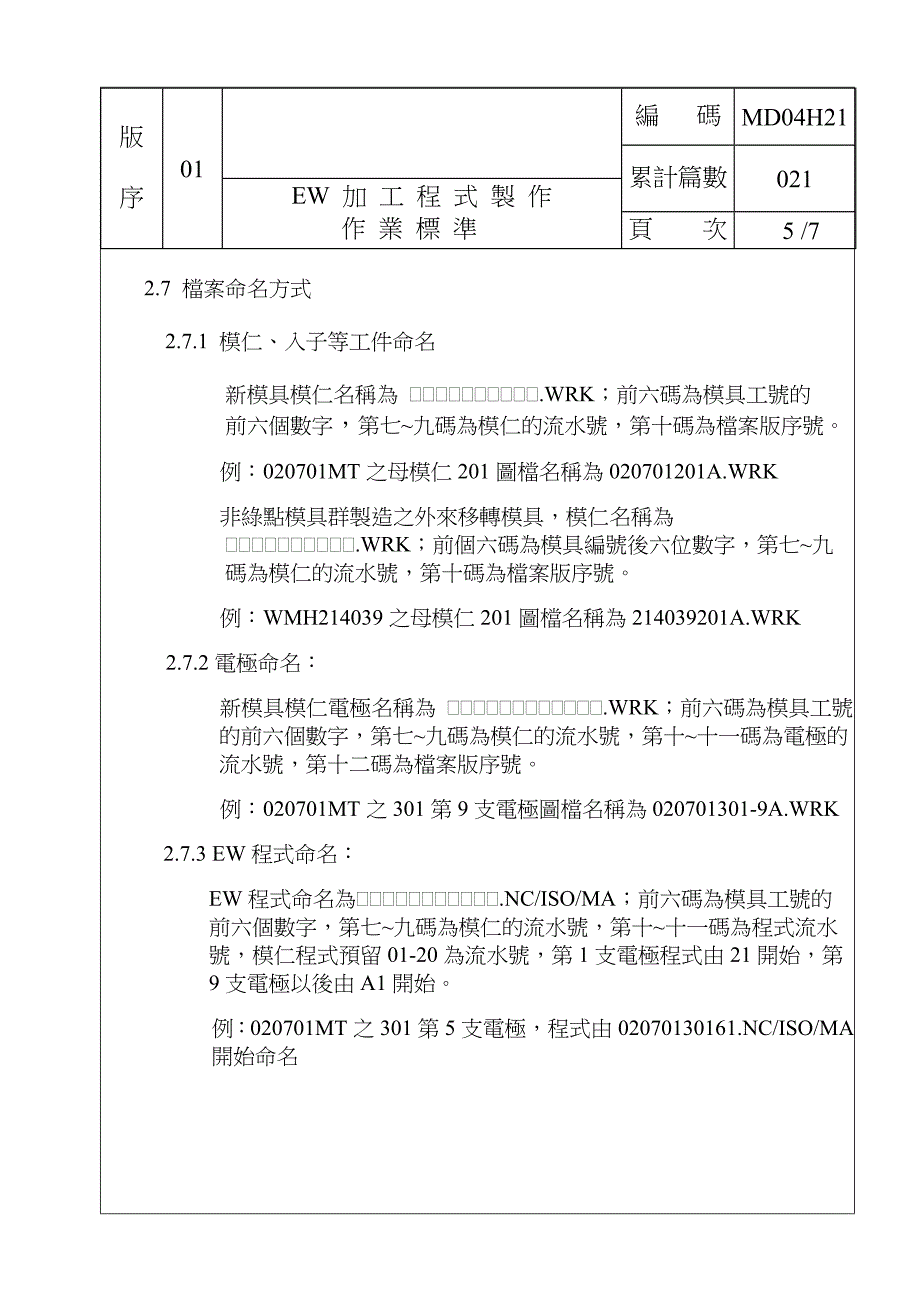 MD04H21-EW加工程式制作作业标准_生产经营管理_经管营销_专业资料_第5页