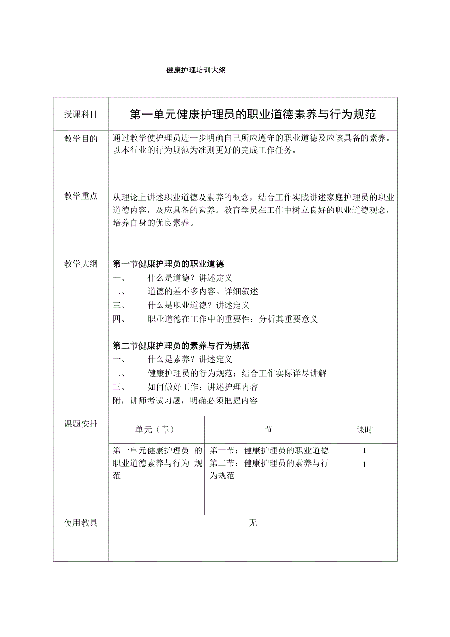 健康护理培训大纲_第1页