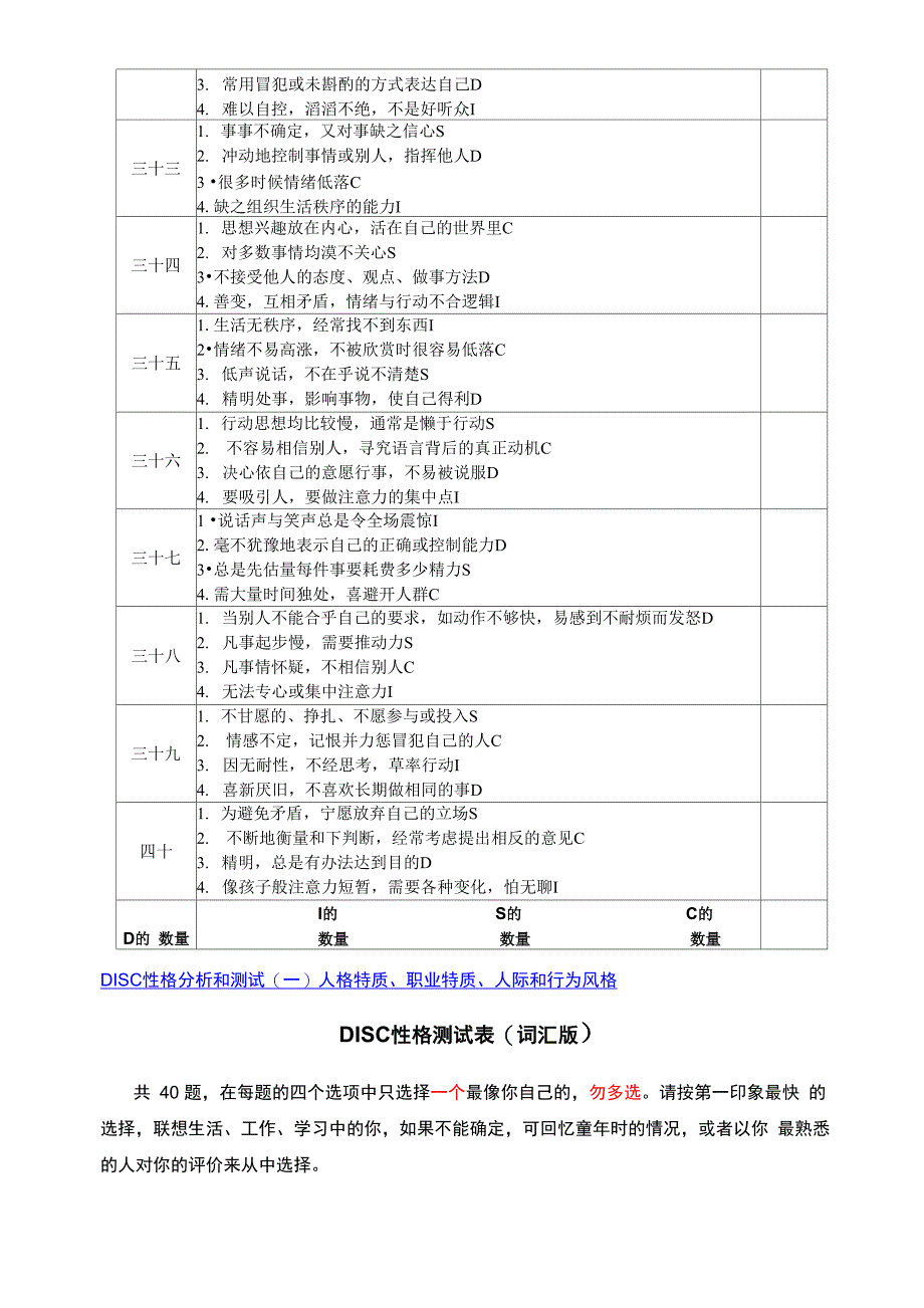 性格测试表_第4页