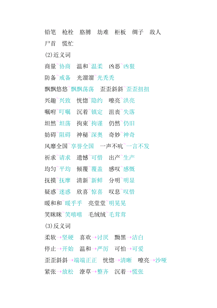 最新人教版部编版四年级语文下册第六单元知识小结_第2页