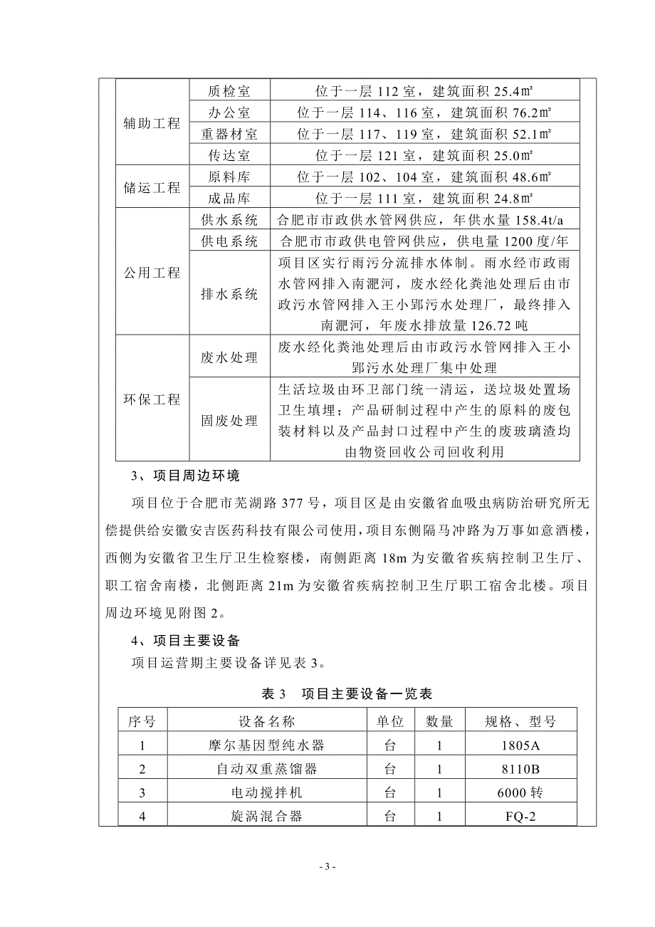 日本血吸虫抗体检测试剂盒研制项目环境影响报告表_第4页