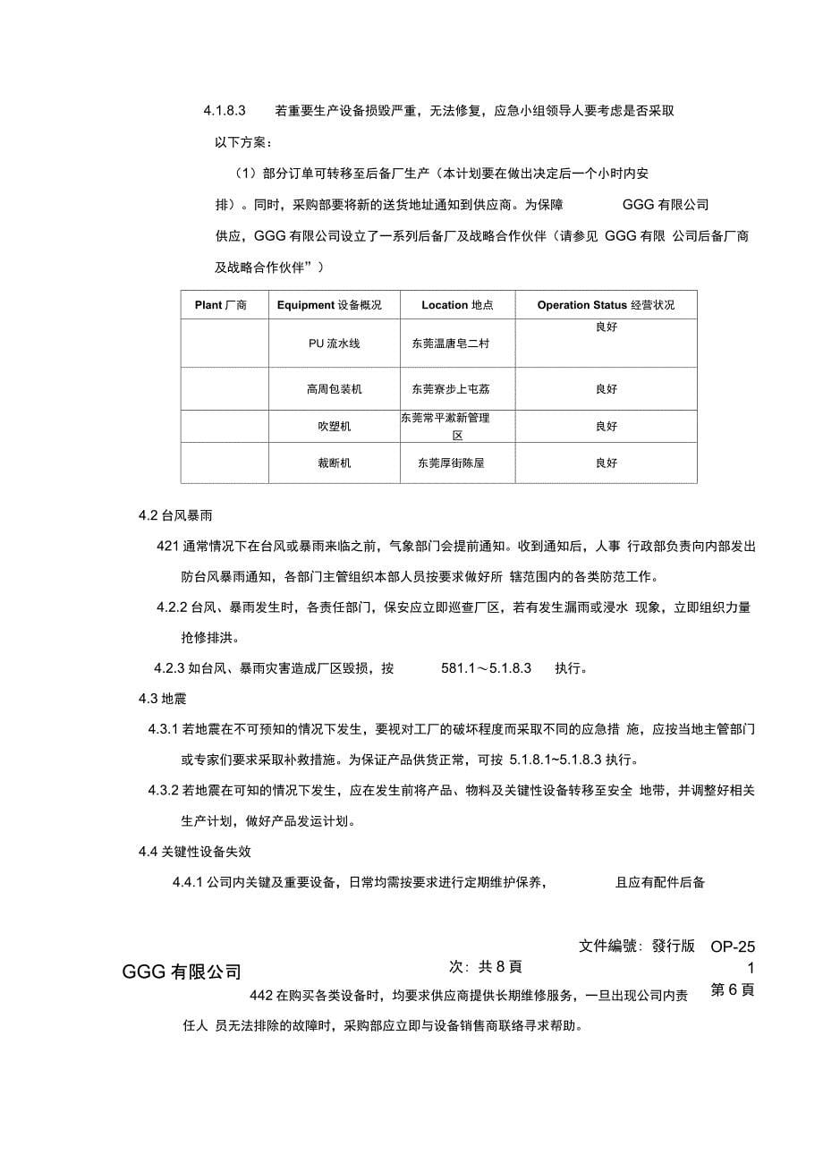 SQP业务持续计划和灾难恢复计划(含应急计划方案)_第5页