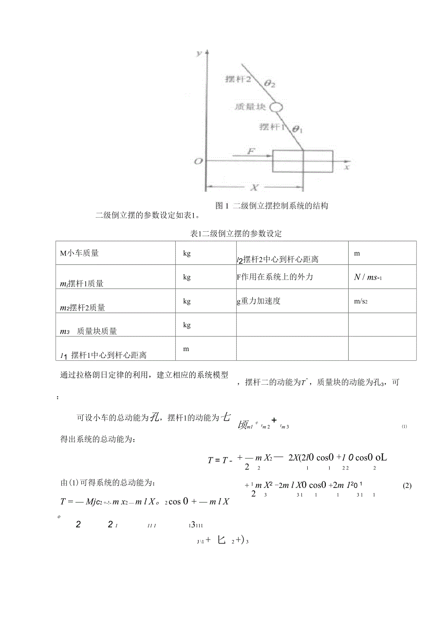 二级倒立摆的建模与MATLAB仿真毕业论文_第2页