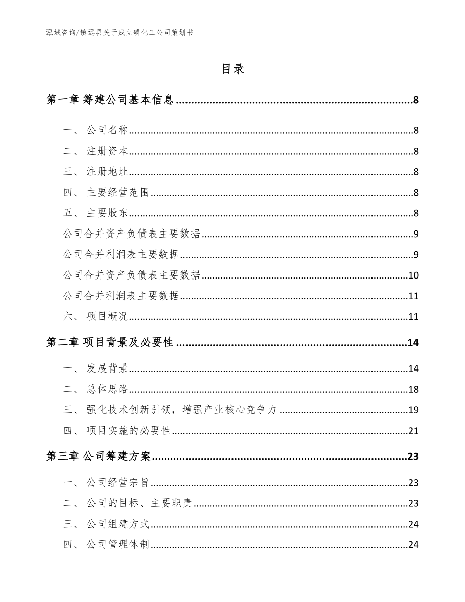 镇远县关于成立磷化工公司策划书_模板范文_第2页