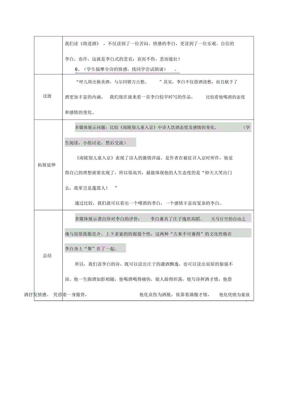将进酒教学设计比武课一等奖_第4页