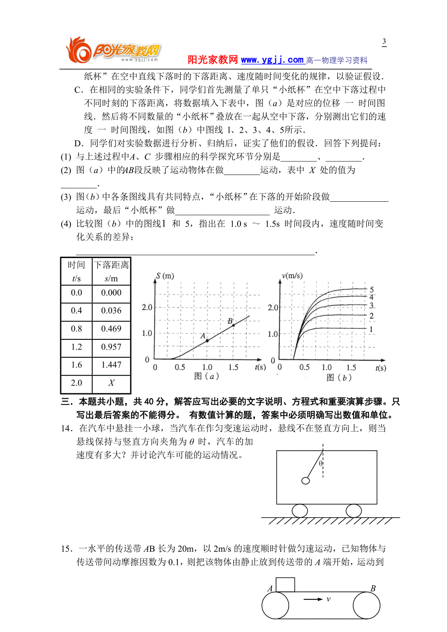 【强烈推荐】高一物理牛顿运动定律综合测试题_第3页
