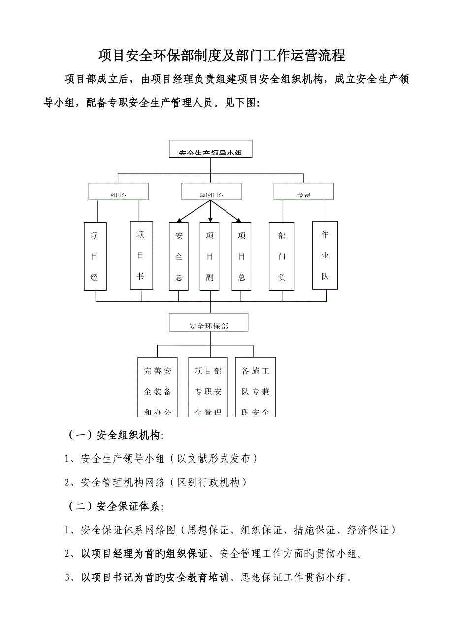 专项项目安全环保部新版制度及部门工作运行标准流程教材_第1页