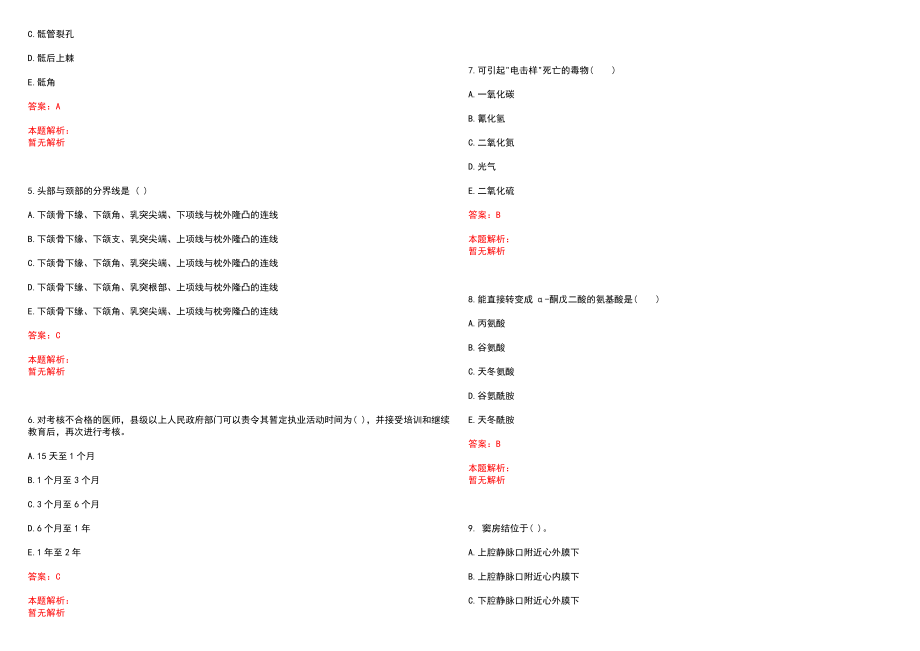 2022年12月上海黄浦区五里桥街道社区卫生服务中心招聘5人笔试参考题库（答案解析）_第2页