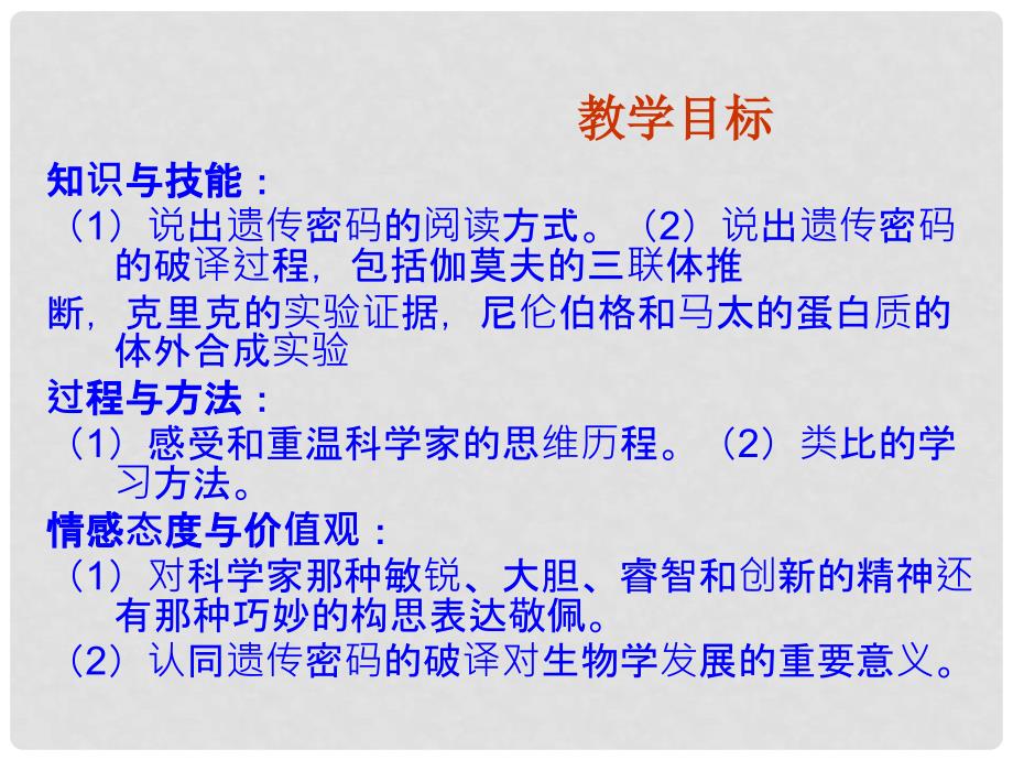 陕西地区高中生物复习资料 4.3《遗传密码的破译（选学）》课件 新人教版必修2_第3页