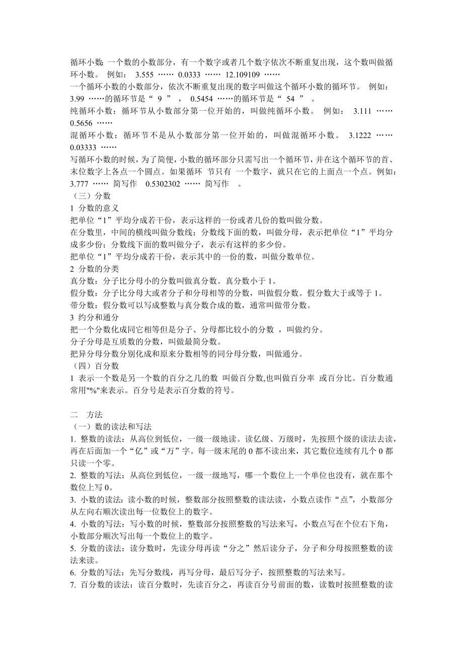 2016年整理小学数学所有公式概念定义等很全面的毕业班总复习资料_第5页