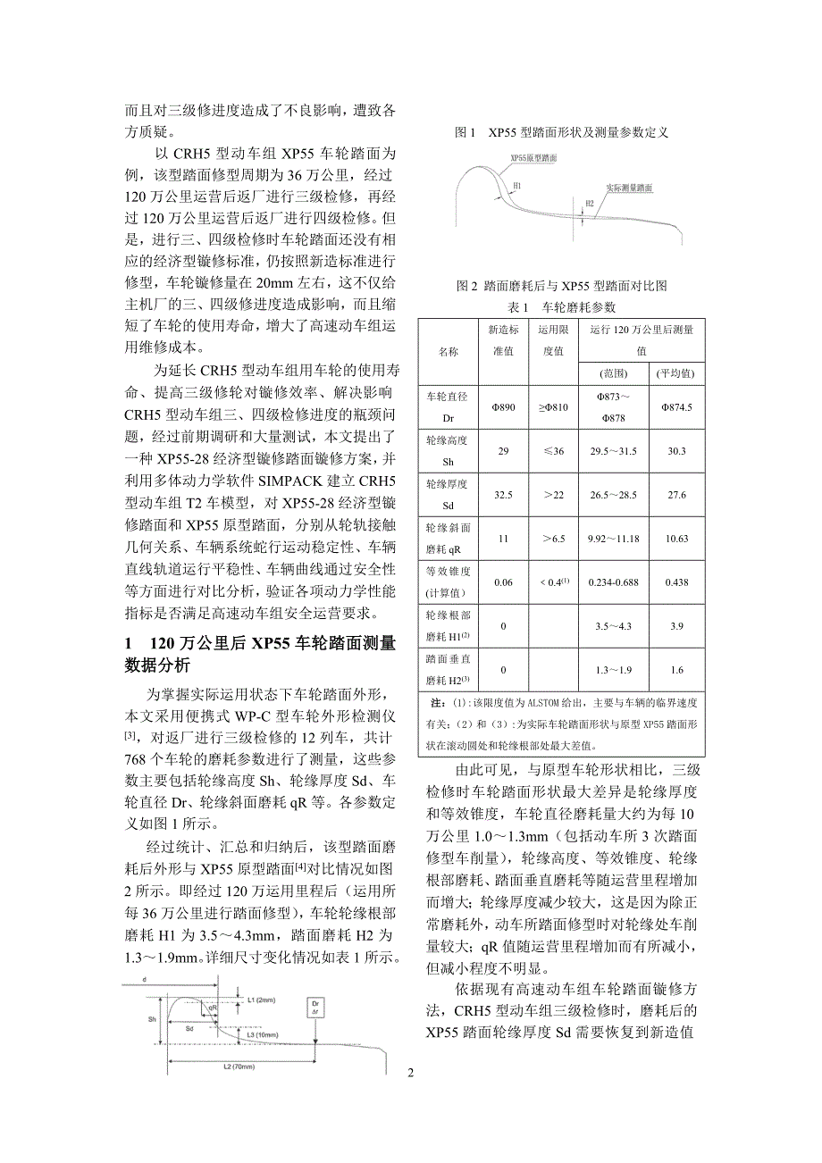 XP55-28经济型镟修踏面外形设计及动力学性能验证.doc_第2页