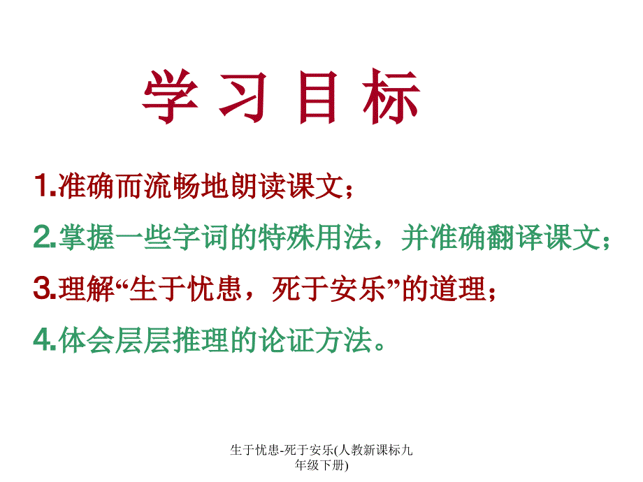 生于忧患死于安乐人教新课标九年级下册课件_第2页